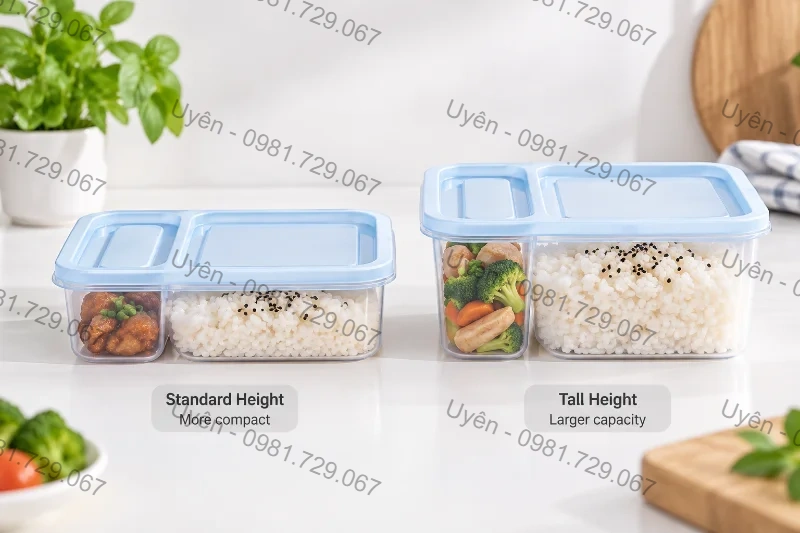 Hộp Thực Phẩm 2 Ngăn 6486 Thành Cao Đựng Nhiều Cơm Hơn